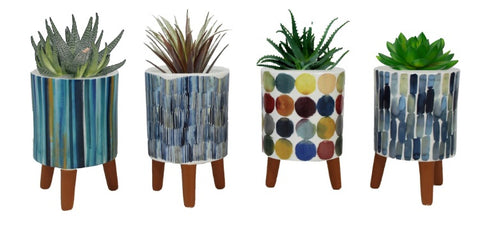 Assorted Multi-Coloured Planters with Legs