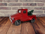Red truck with tree - Holiday ornament