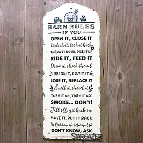 Barn Rules - Tin Sign